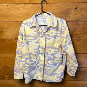Topshop oversized lightweight Women’s Jacket pastel camo print sz 8-10 poly/cott